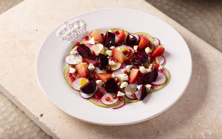 Kris Lloyd Artisan Chevre, Beetroot and Pomegranat – our Golden Goddess Salad Recipe